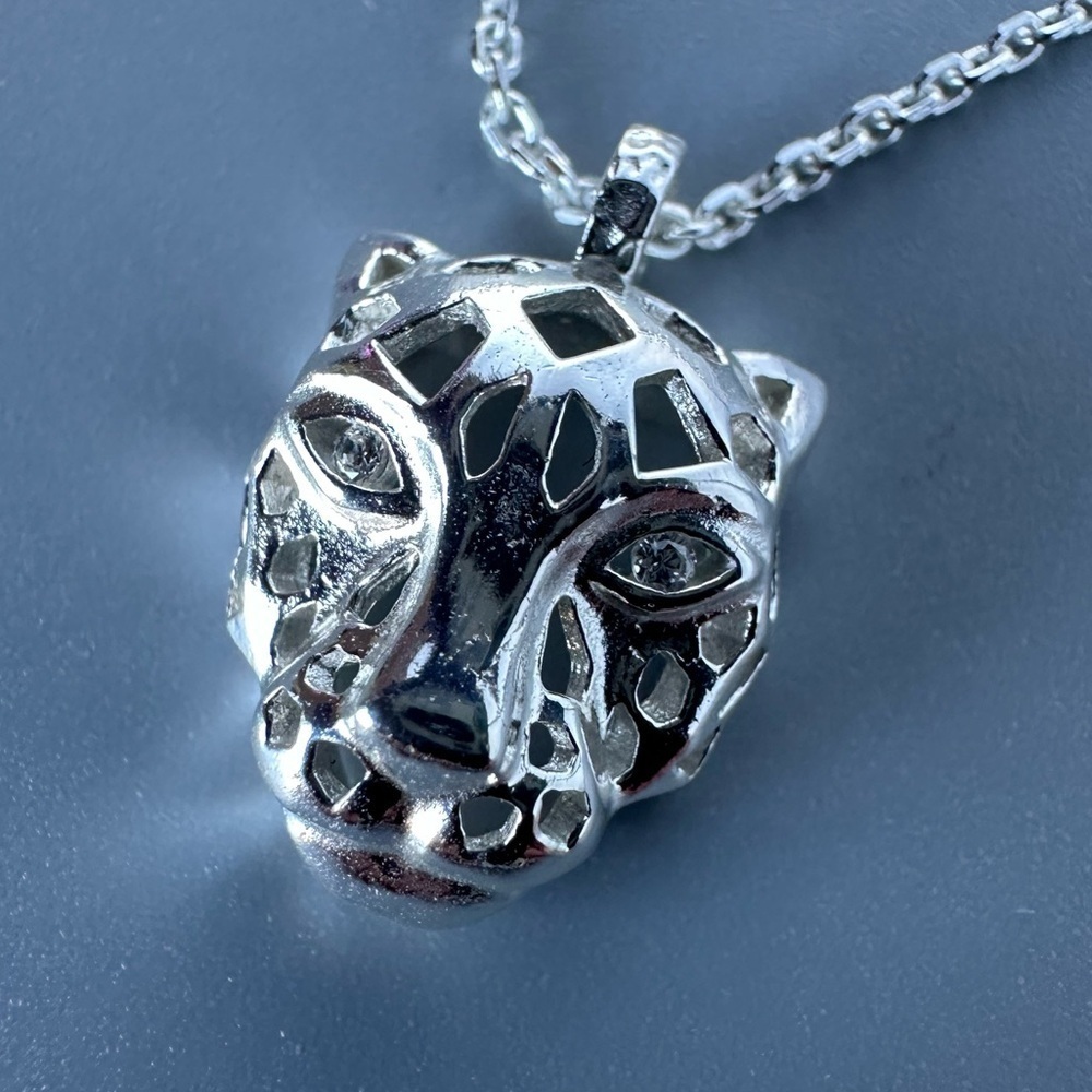 Sterling Silver CZ Cheetah Necklace - Picture 6 of 10